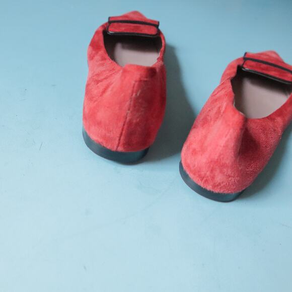 Ramona Italian Suede Leather Red Pointed Toe Loafer Flat Size EU 41 - Picture 6 of 6